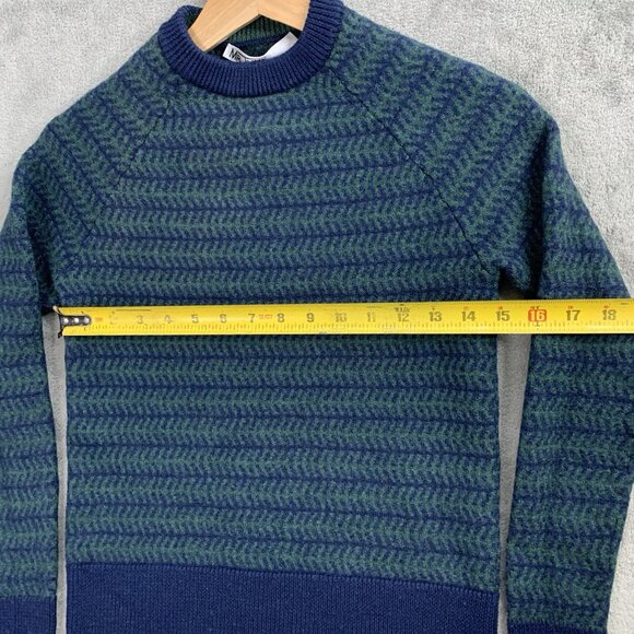 MR TURK Sweater Youth Boys Medium Crew Neck Merino Wool Pullover Striped Preppy - Picture 3 of 8